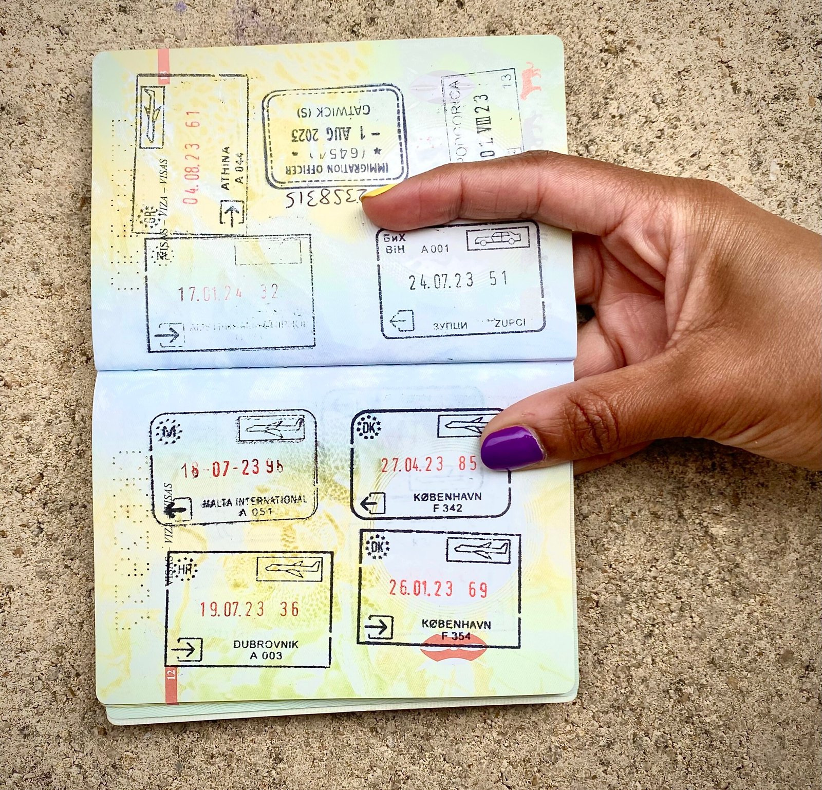 African passport with Schengen visa stamps
