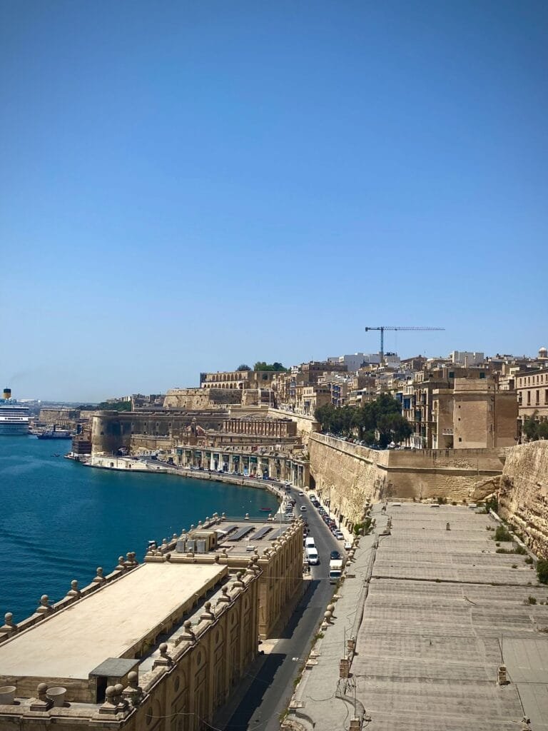View of historic buildings and the waterfront in Valletta, Malta