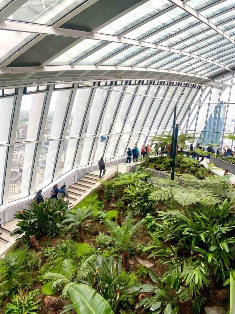 Tropical plants and indoor gardens inside Sky Garden London